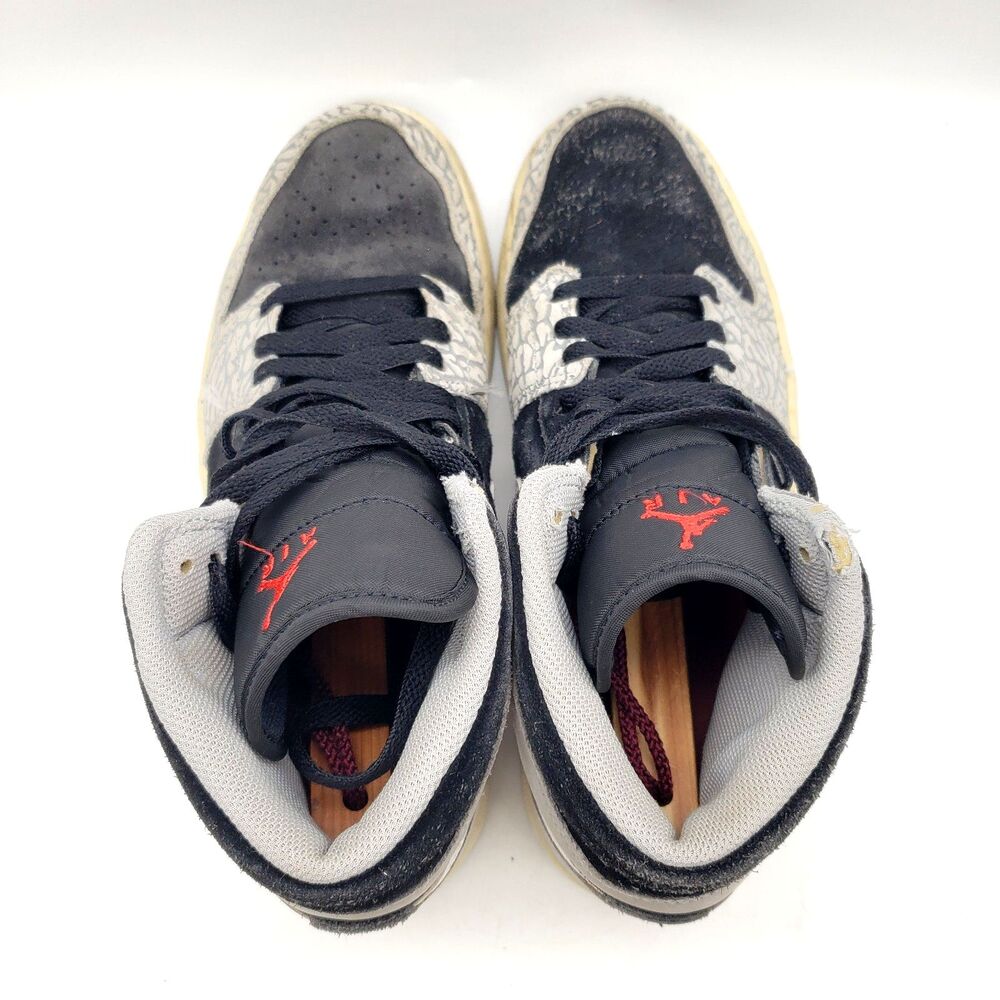 Nike Air Jordan 1 Mid Shoes Men Size 7.5 Elephant Print Black Gray DM1200-016 - Picture 6 of 9